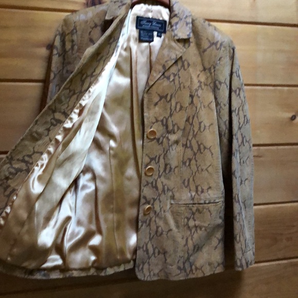 Terry Lewis Luxury Leather Jacket Snake Skin Embossed Tan Brown Size S EUC - Picture 14 of 15